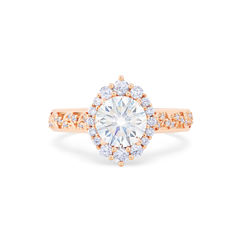 [Ophelia] Rococo Opulence Engagement Ring in Diamond / Moissanite