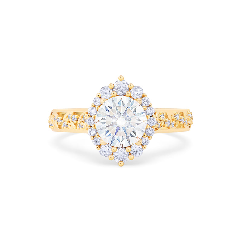 [Ophelia] Rococo Opulence Engagement Ring in Diamond / Moissanite