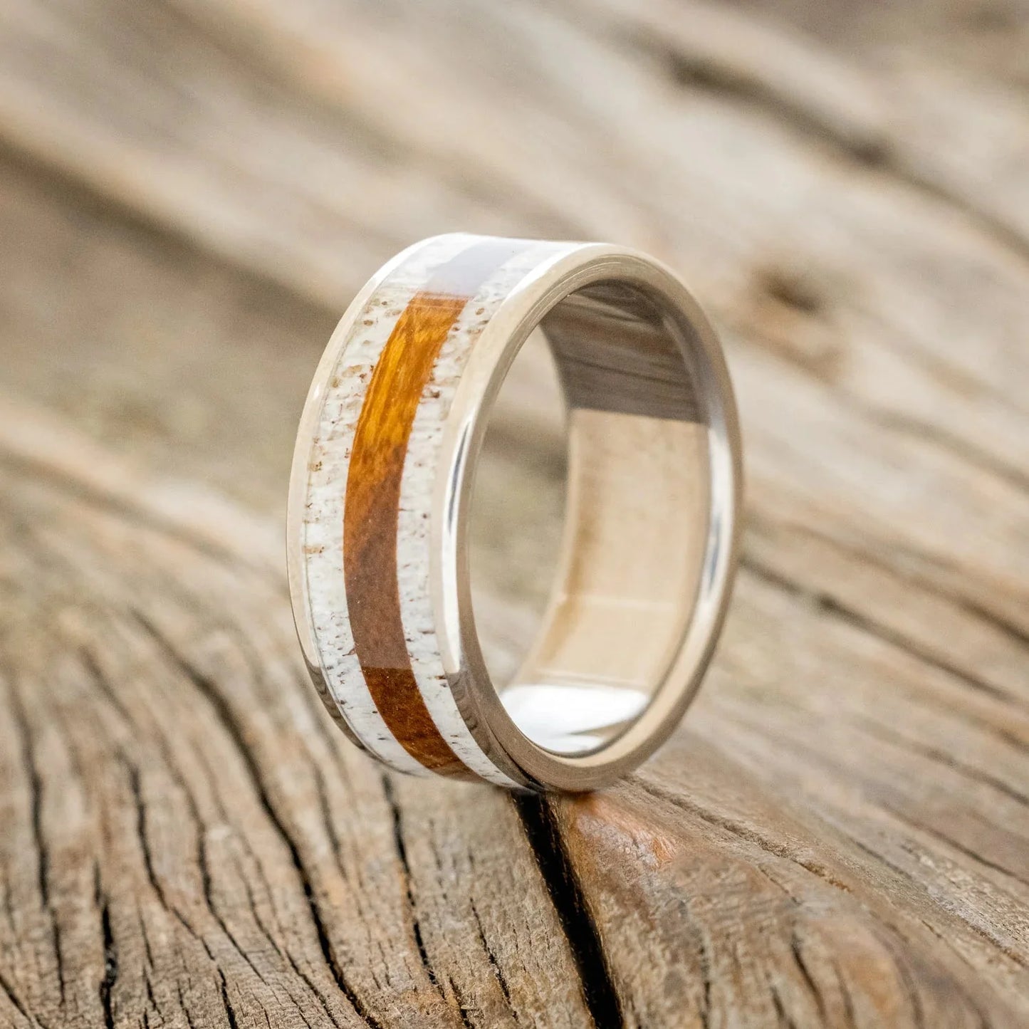 "Rainier" - Antler & Ironwood Wedding Band - Titanium - Size 9 1/4