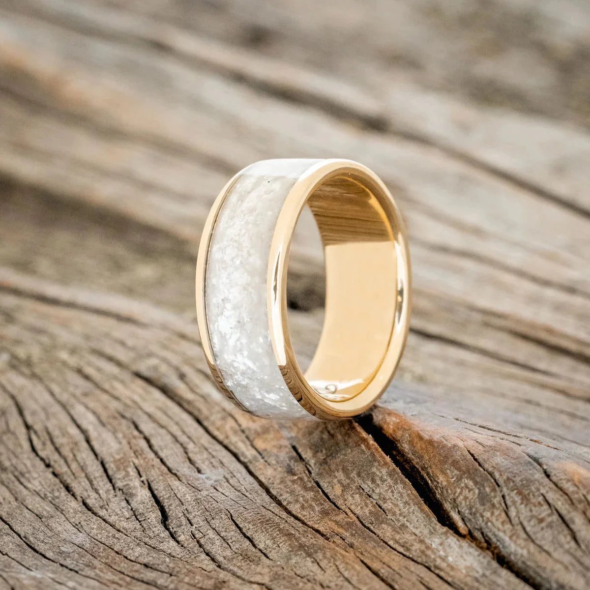 "Rainier" - Diamond Dust Wedding Ring - 14K Yellow Gold (8mm) - Size 8