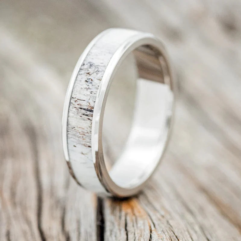 "Rainier" - Antler Wedding Band - Titanium (6mm) - Size 8 1/2