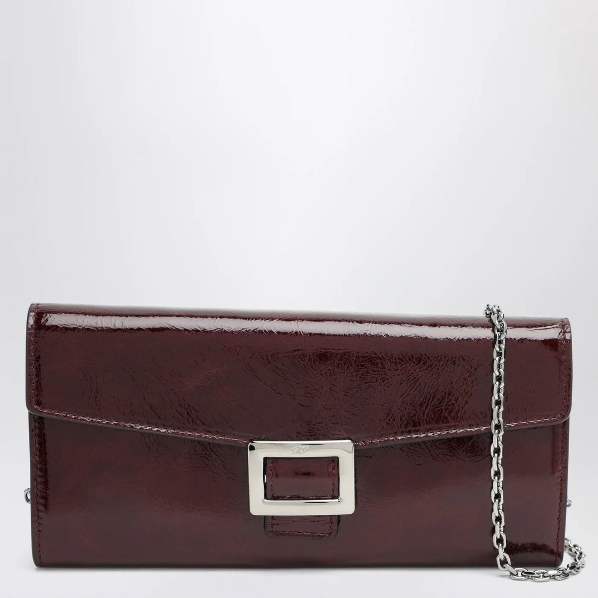 ROGER VIVIER - Belle Vivier dark violet patent leather wallet with chain