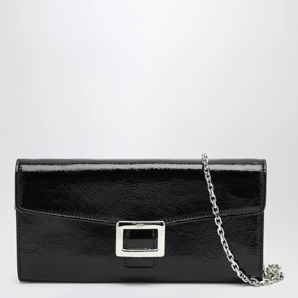 ROGER VIVIER - Belle Vivier black patent leather wallet with chain