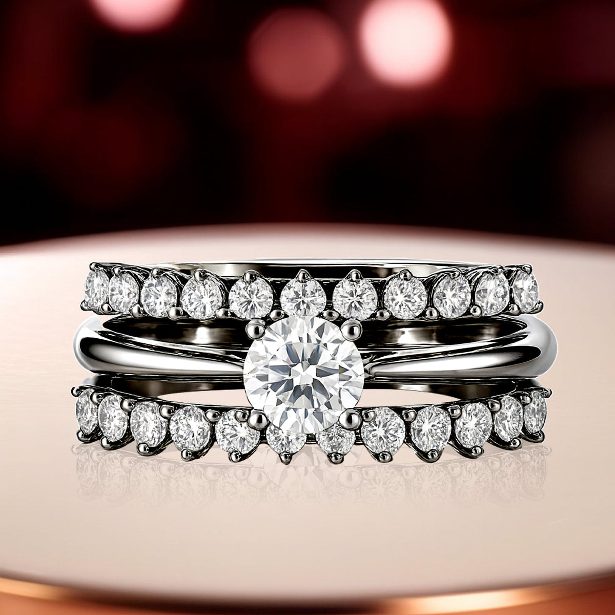 1 Ct Round Lab Diamond & Moissanite Trio Set