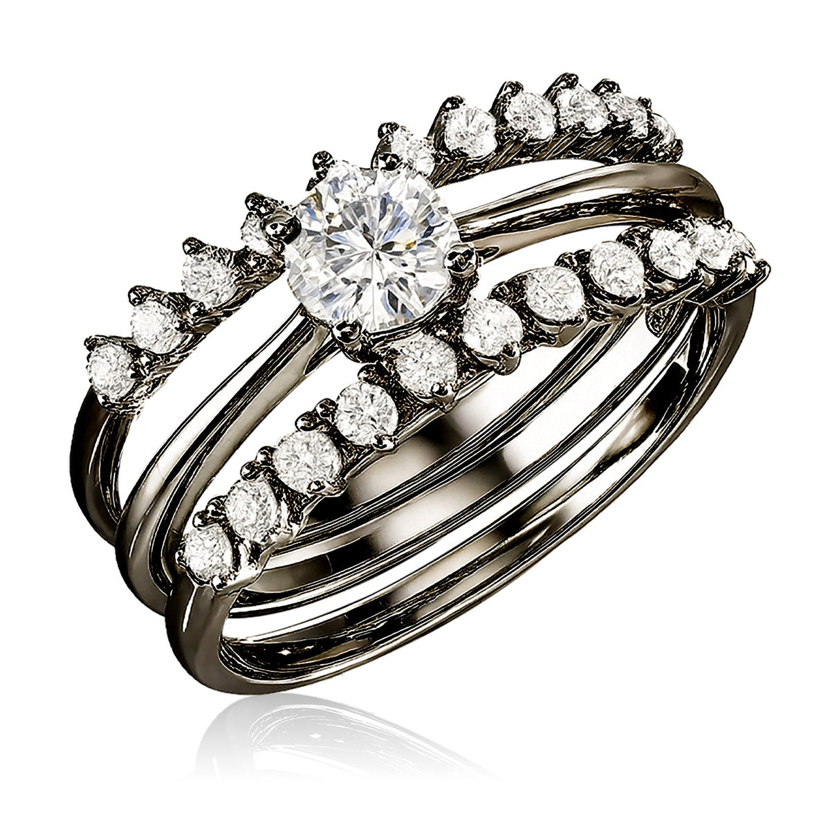 1 Ct Round Lab Diamond & Moissanite Trio Set