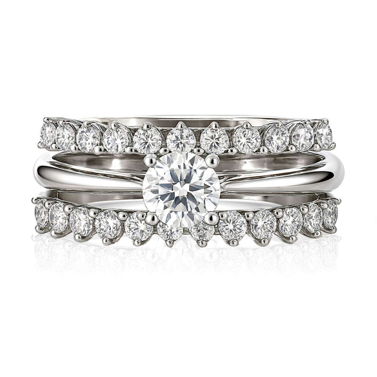 1 Ct Round Lab Diamond & Moissanite Trio Set