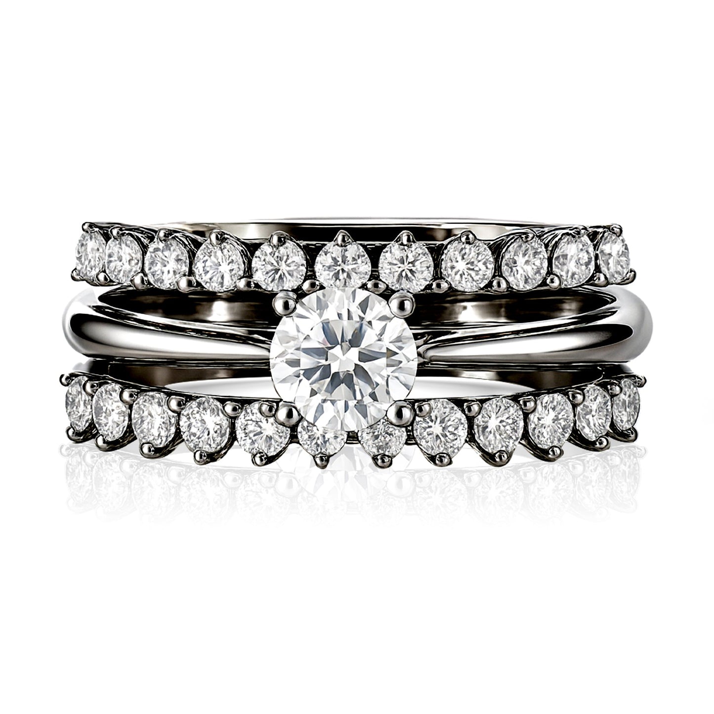 1 Ct Round Lab Diamond & Moissanite Trio Set