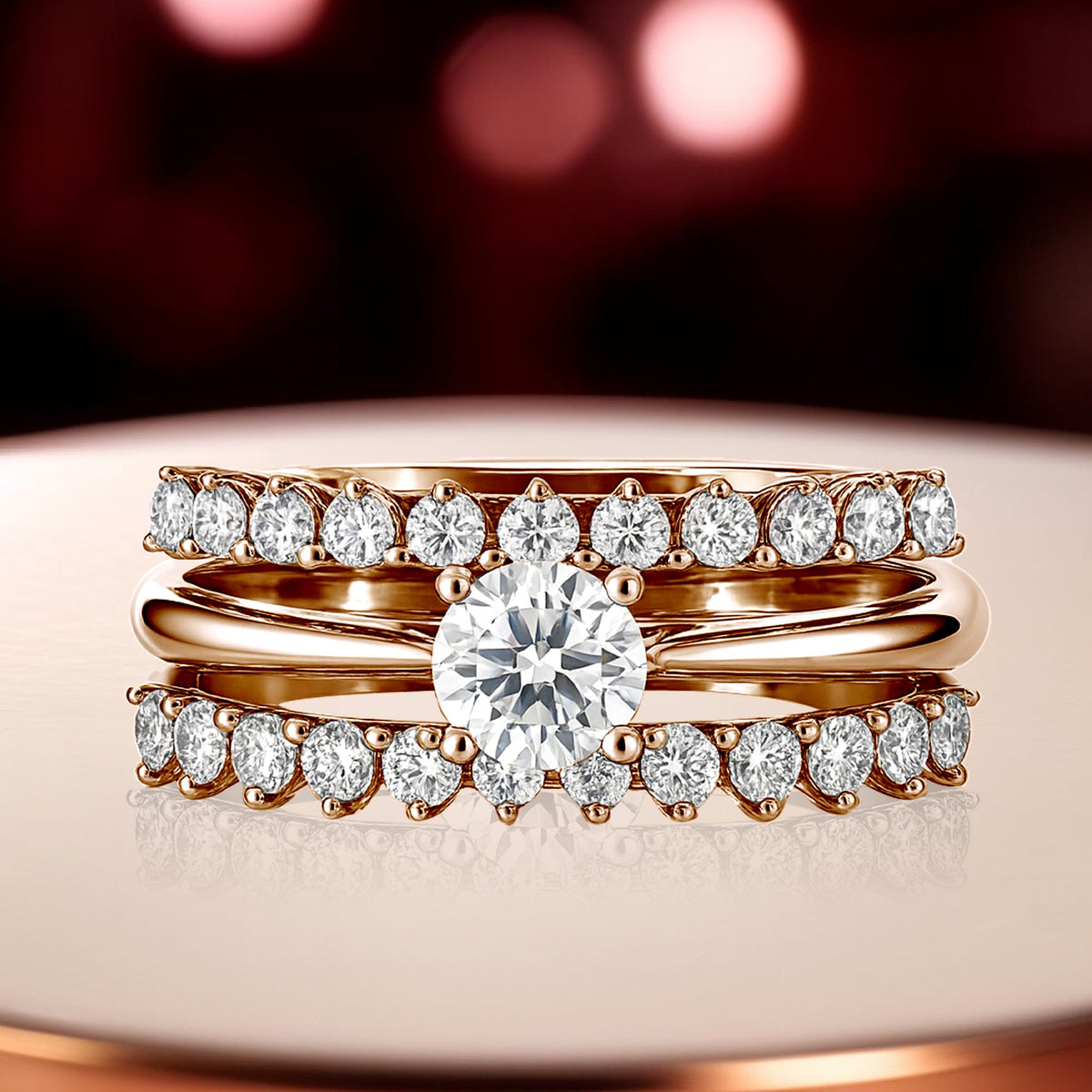 1 Ct Round Lab Diamond & Moissanite Trio Set
