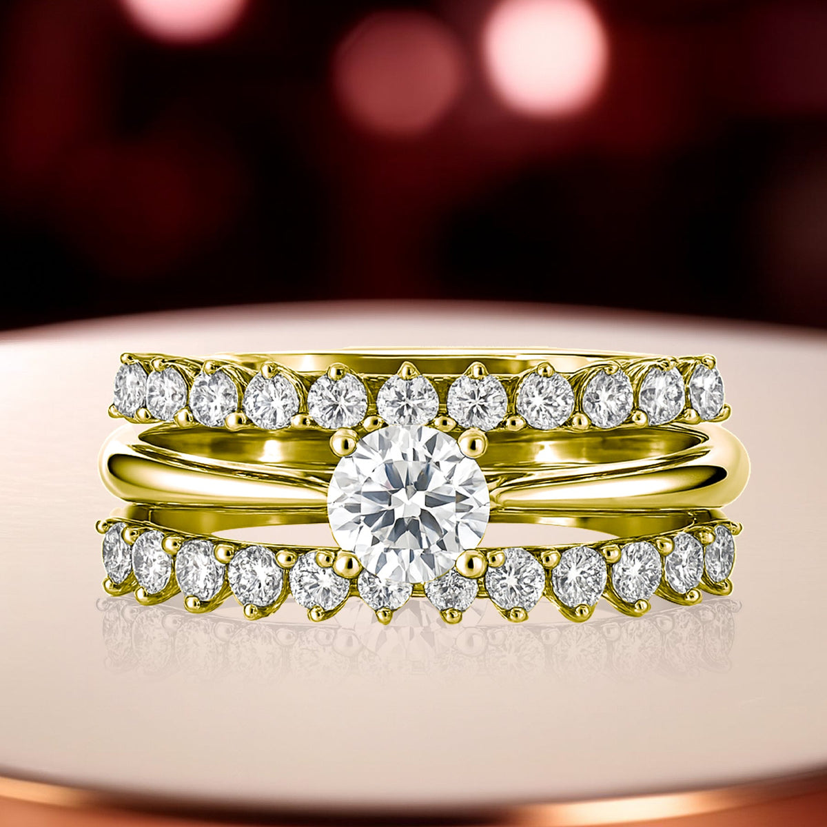 1 Ct Round Lab Diamond & Moissanite Trio Set