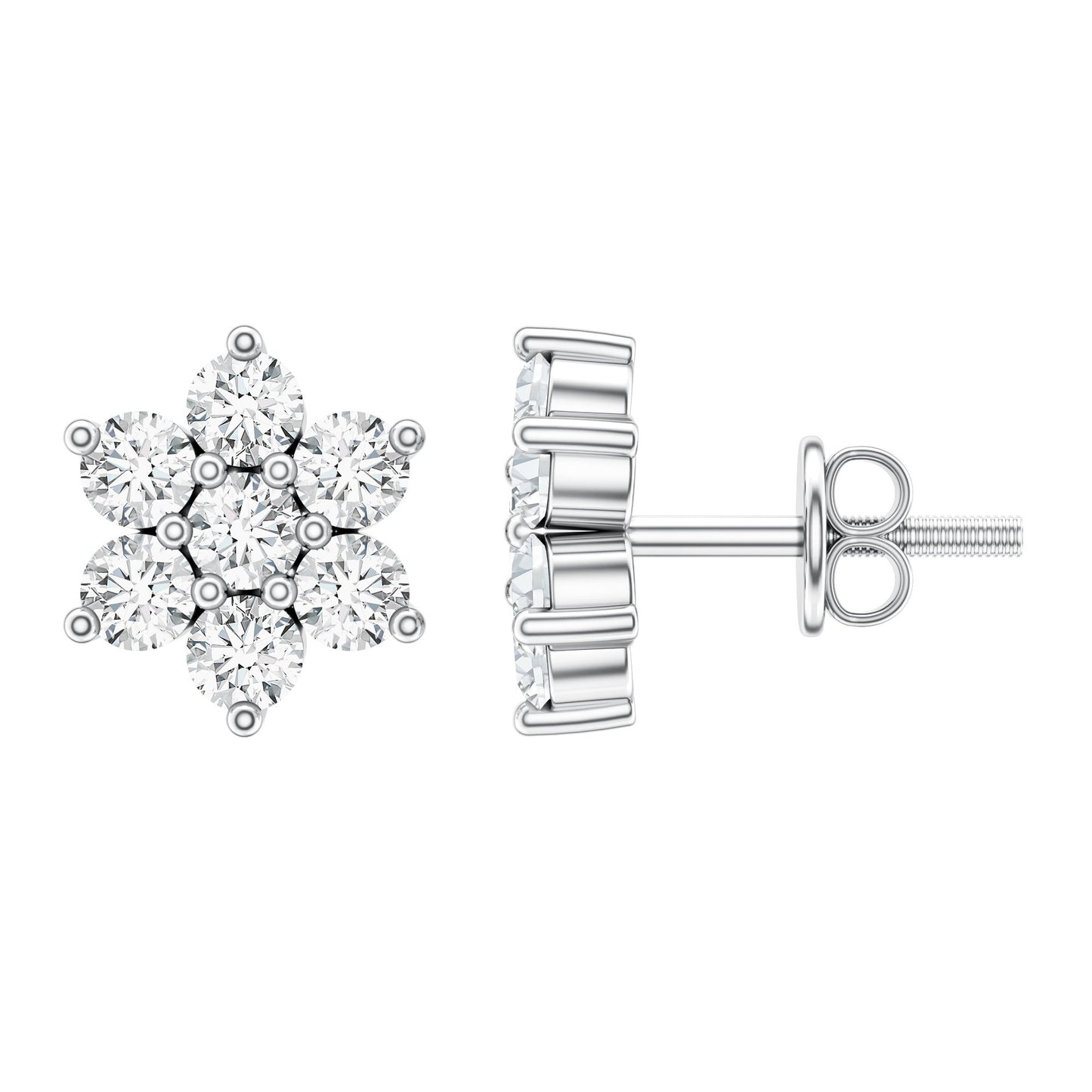 Certified Lab Grown Diamond Flower Stud Earrings for Women