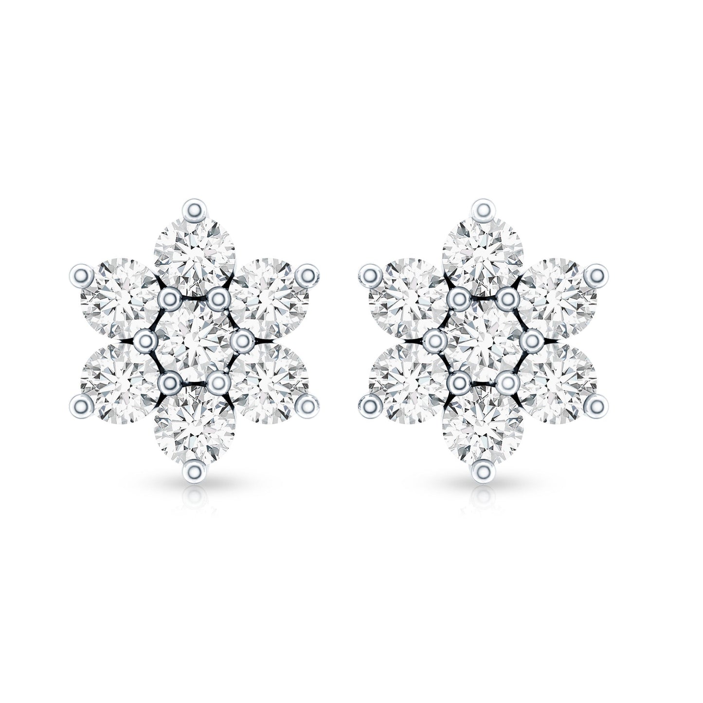 Certified Lab Grown Diamond Flower Stud Earrings for Women