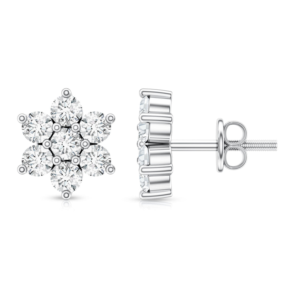 Certified Lab Grown Diamond Flower Stud Earrings for Women