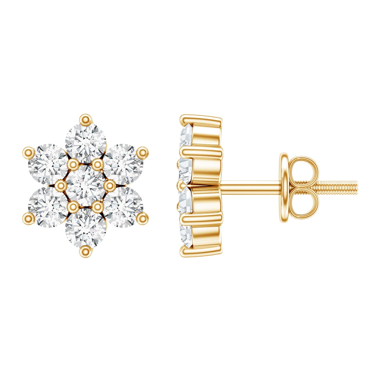 Certified Lab Grown Diamond Flower Stud Earrings for Women