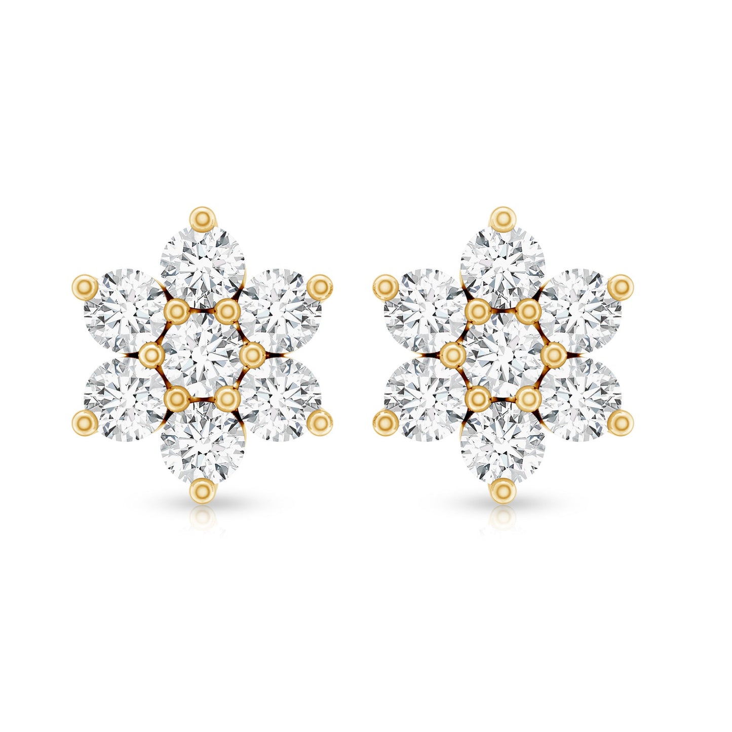 Certified Lab Grown Diamond Flower Stud Earrings for Women
