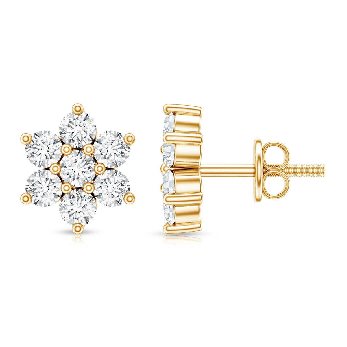 Certified Lab Grown Diamond Flower Stud Earrings for Women