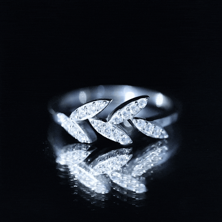 Nature Inspired Lab Grown Diamond Olive Leaf Branch Ring