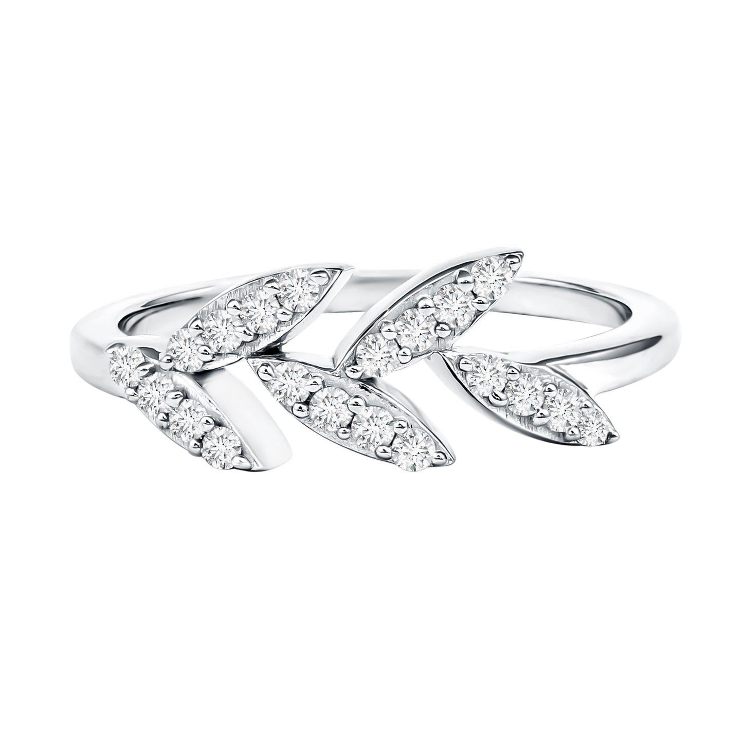Nature Inspired Lab Grown Diamond Olive Leaf Branch Ring