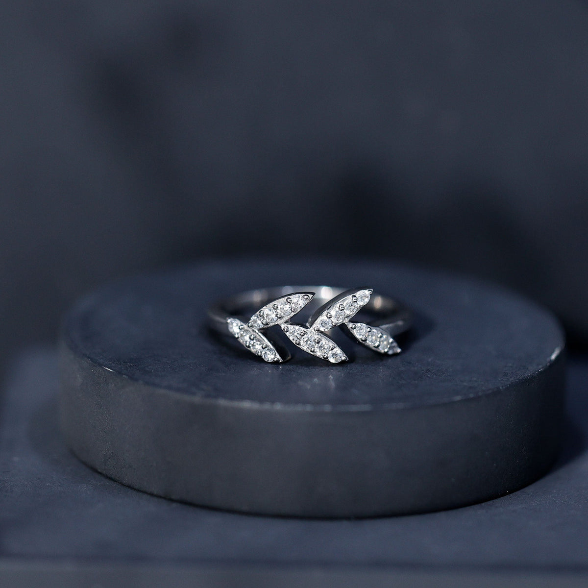 Nature Inspired Lab Grown Diamond Olive Leaf Branch Ring