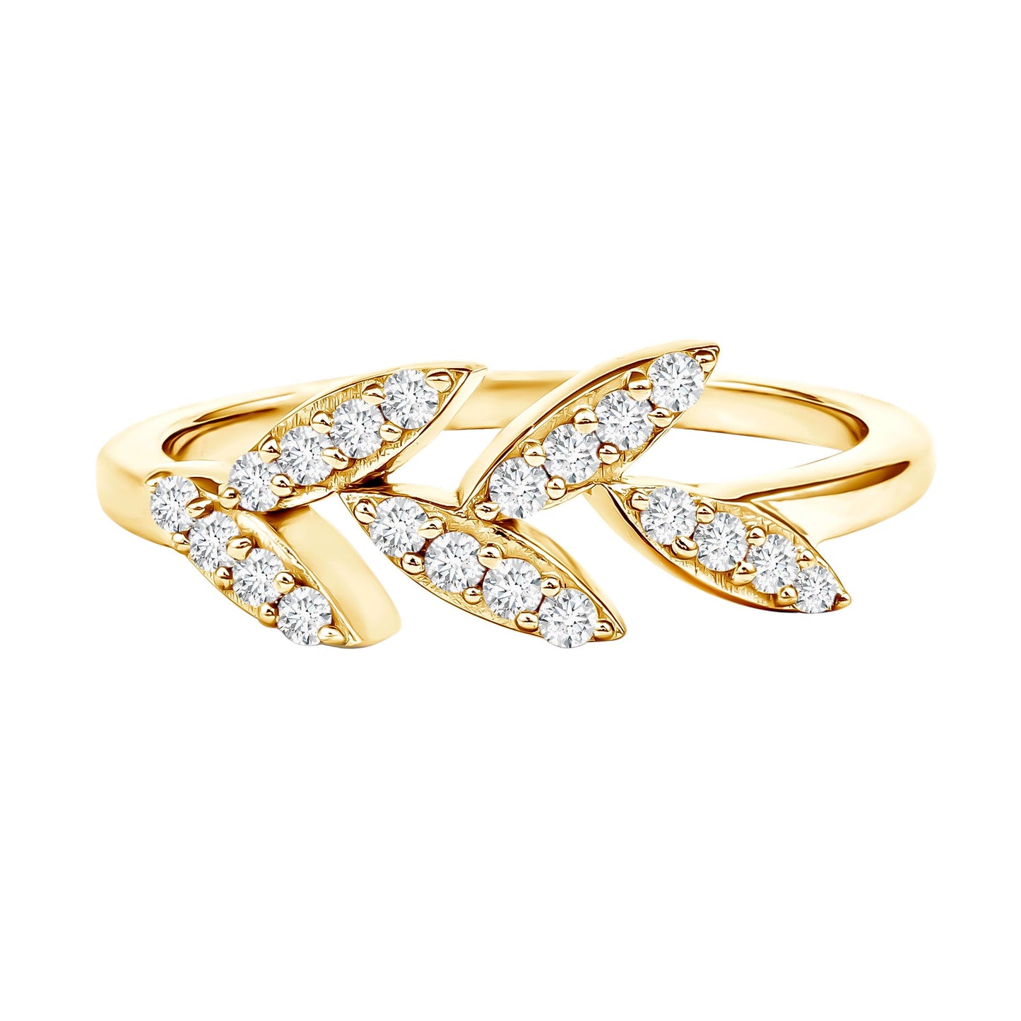 Nature Inspired Lab Grown Diamond Olive Leaf Branch Ring