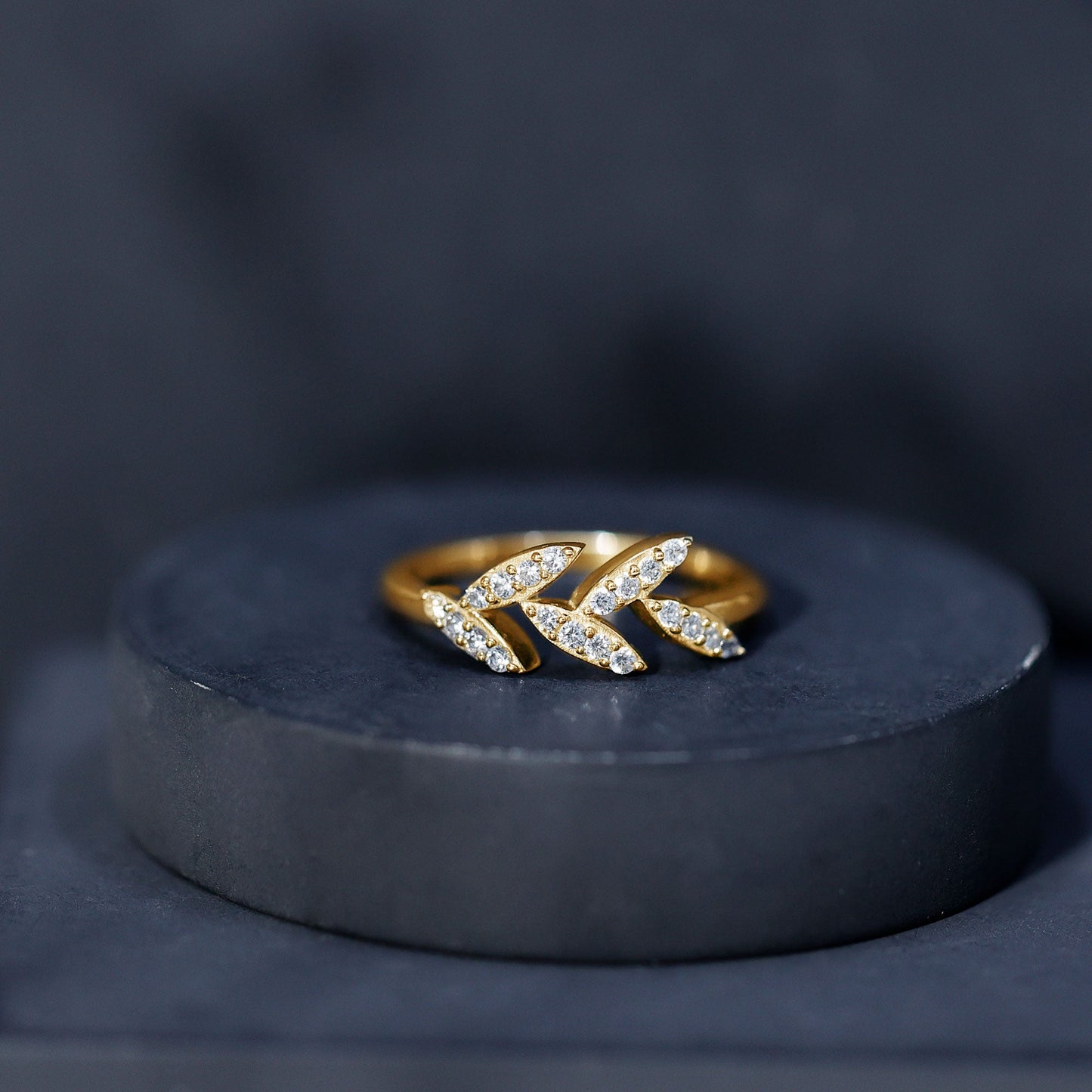 Nature Inspired Lab Grown Diamond Olive Leaf Branch Ring