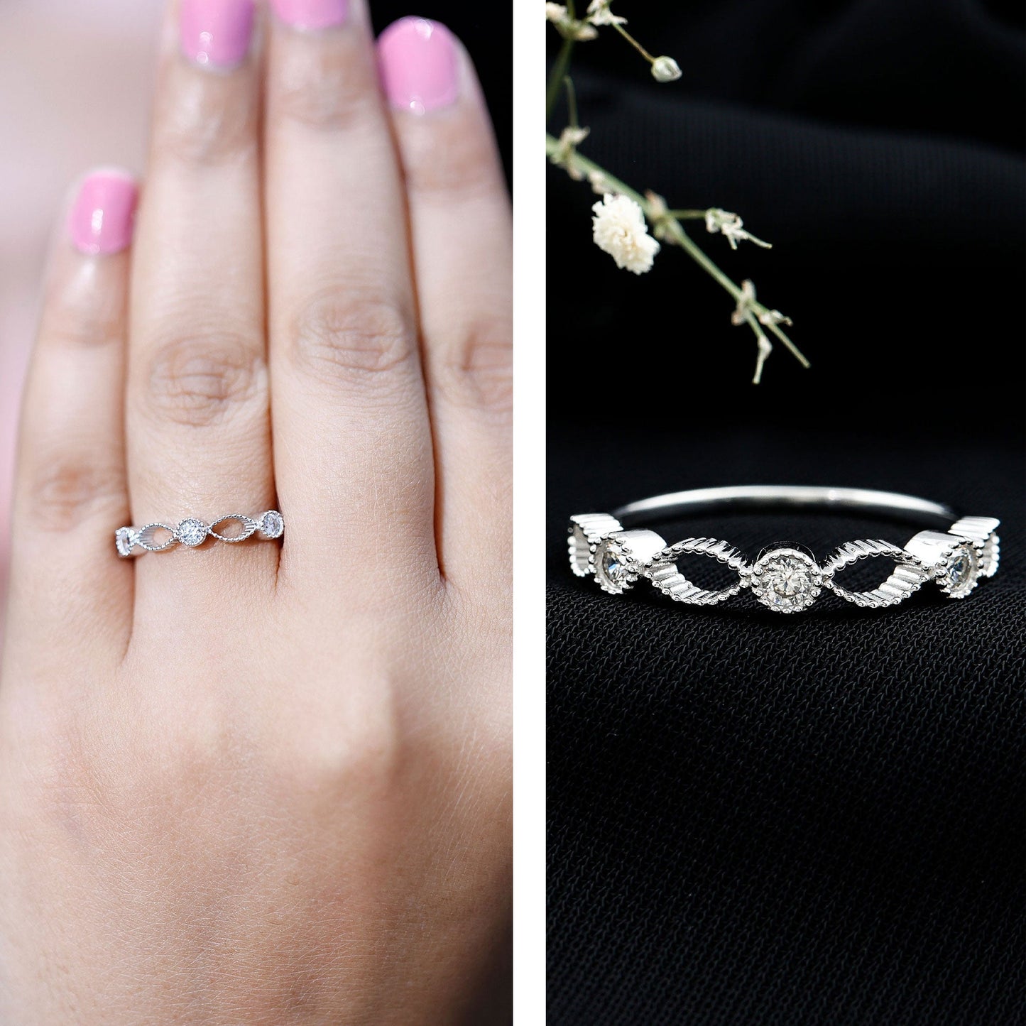 Infinity Inspired Lab Grown Diamond Stackable Ring for Women