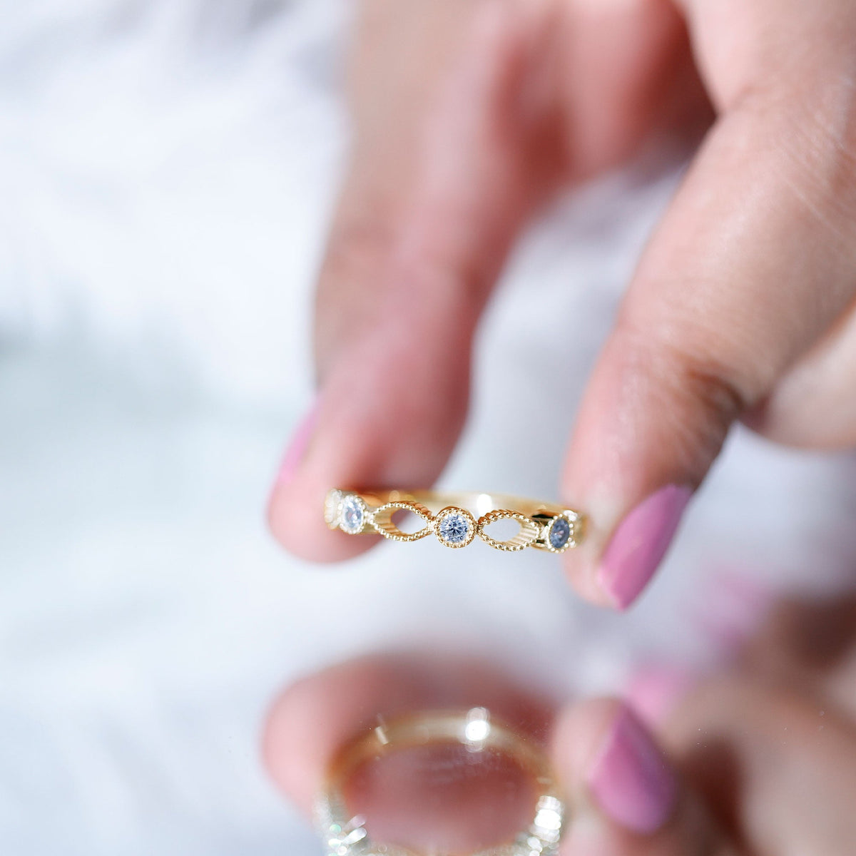 Infinity Inspired Lab Grown Diamond Stackable Ring for Women