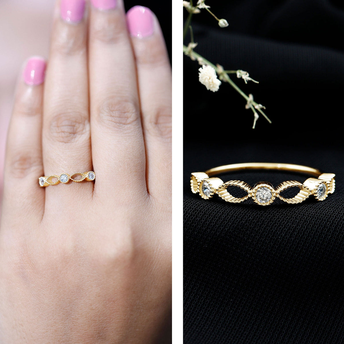 Infinity Inspired Lab Grown Diamond Stackable Ring for Women