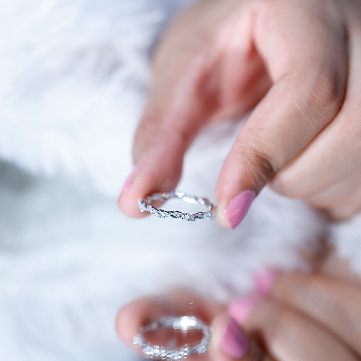 Lab Grown Twisted Diamond Stackable Ring