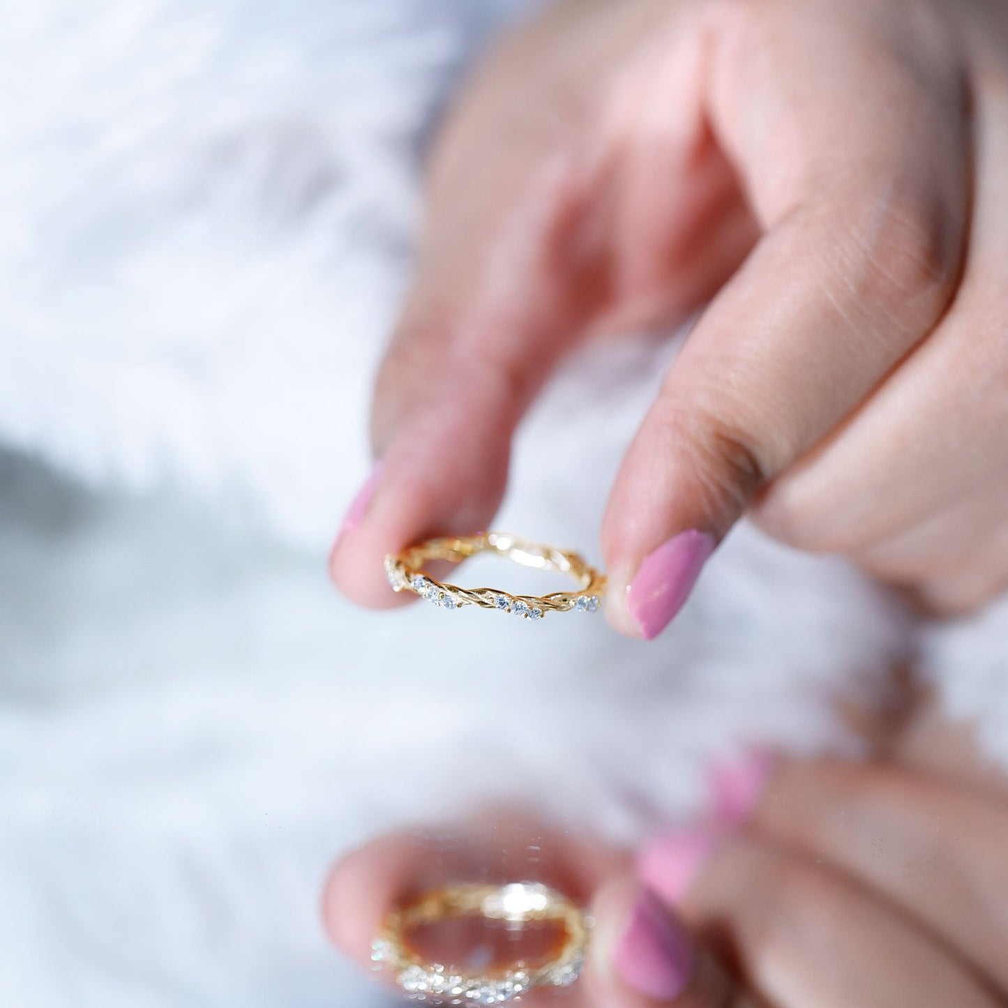 Lab Grown Twisted Diamond Stackable Ring