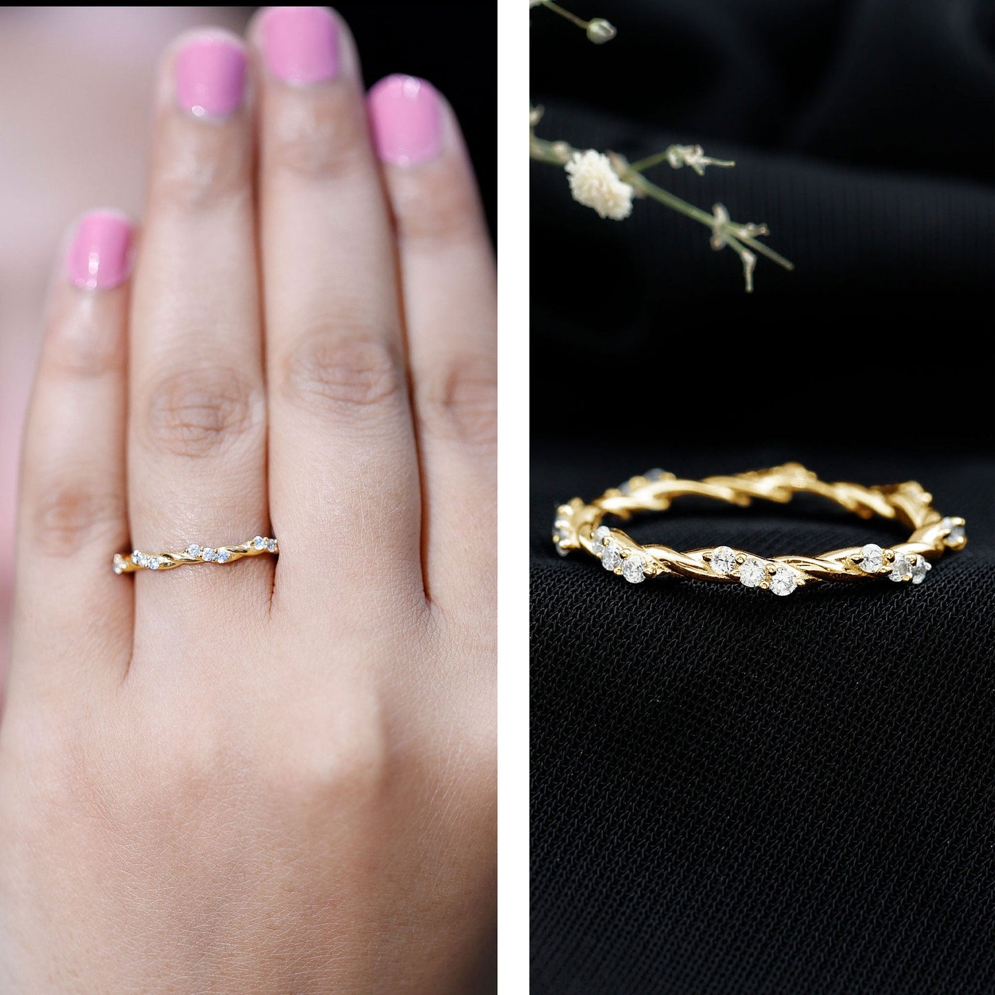 Lab Grown Twisted Diamond Stackable Ring