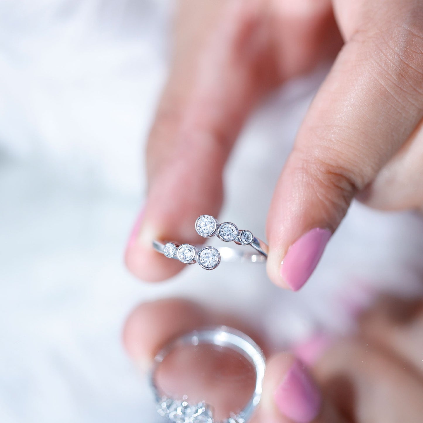 Bezel Set Lab Grown Diamond Anniversary Ring for Women