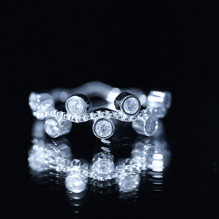 Bezel Set Lab Grown Diamond Curved Wedding Band