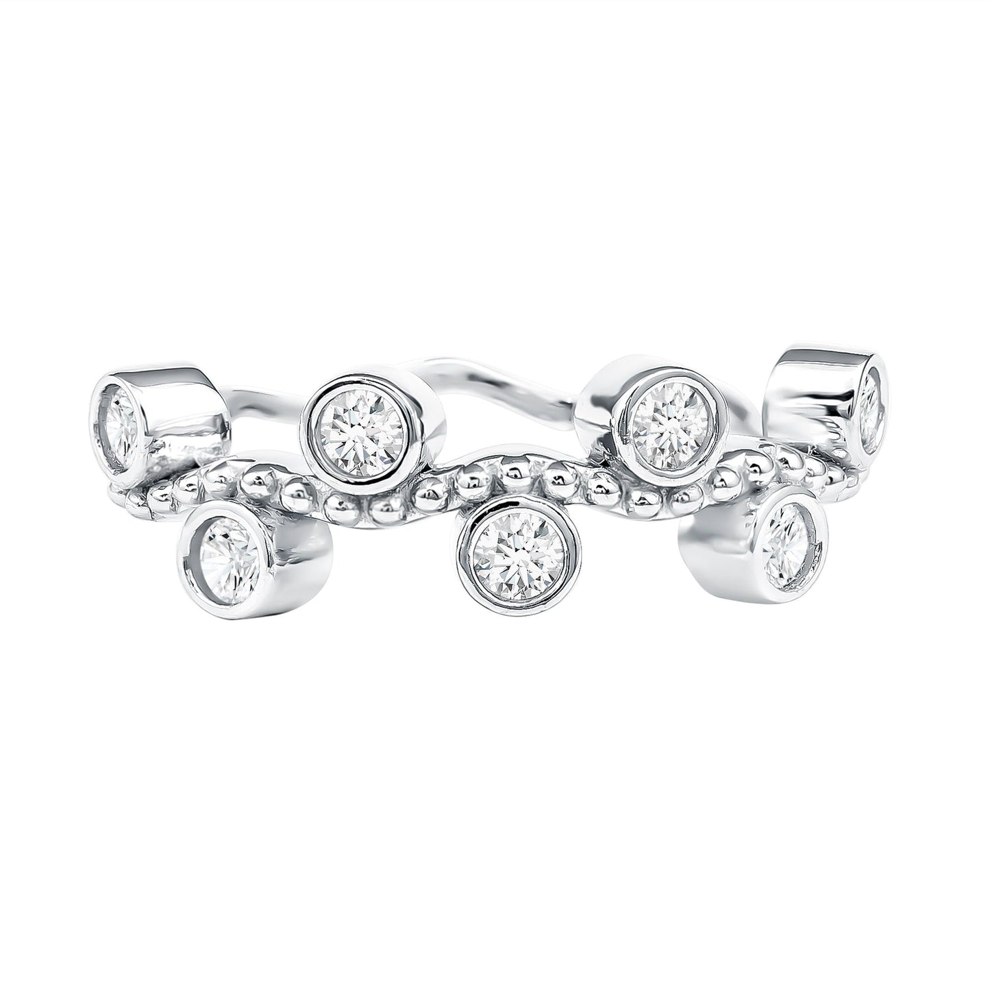 Bezel Set Lab Grown Diamond Curved Wedding Band