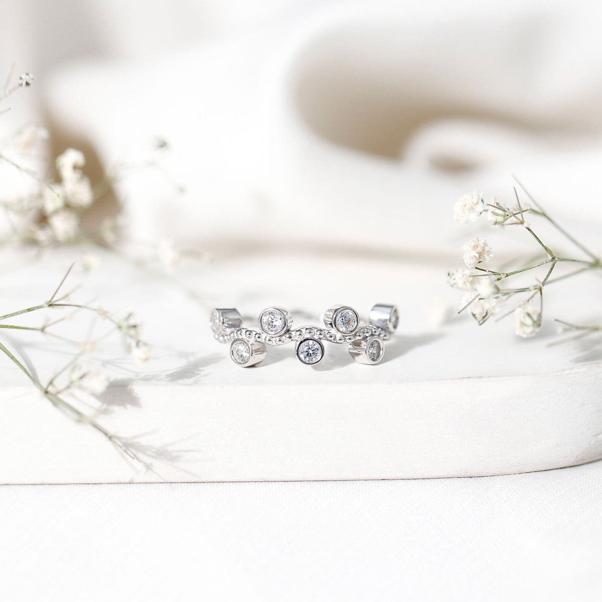 Bezel Set Lab Grown Diamond Curved Wedding Band