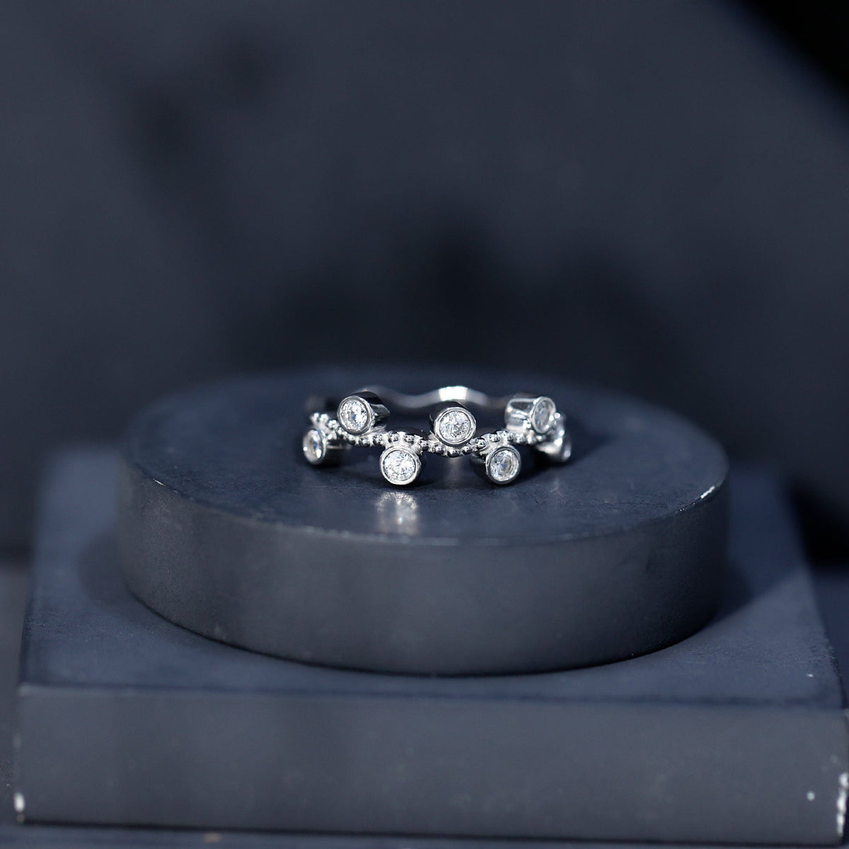Bezel Set Lab Grown Diamond Curved Wedding Band