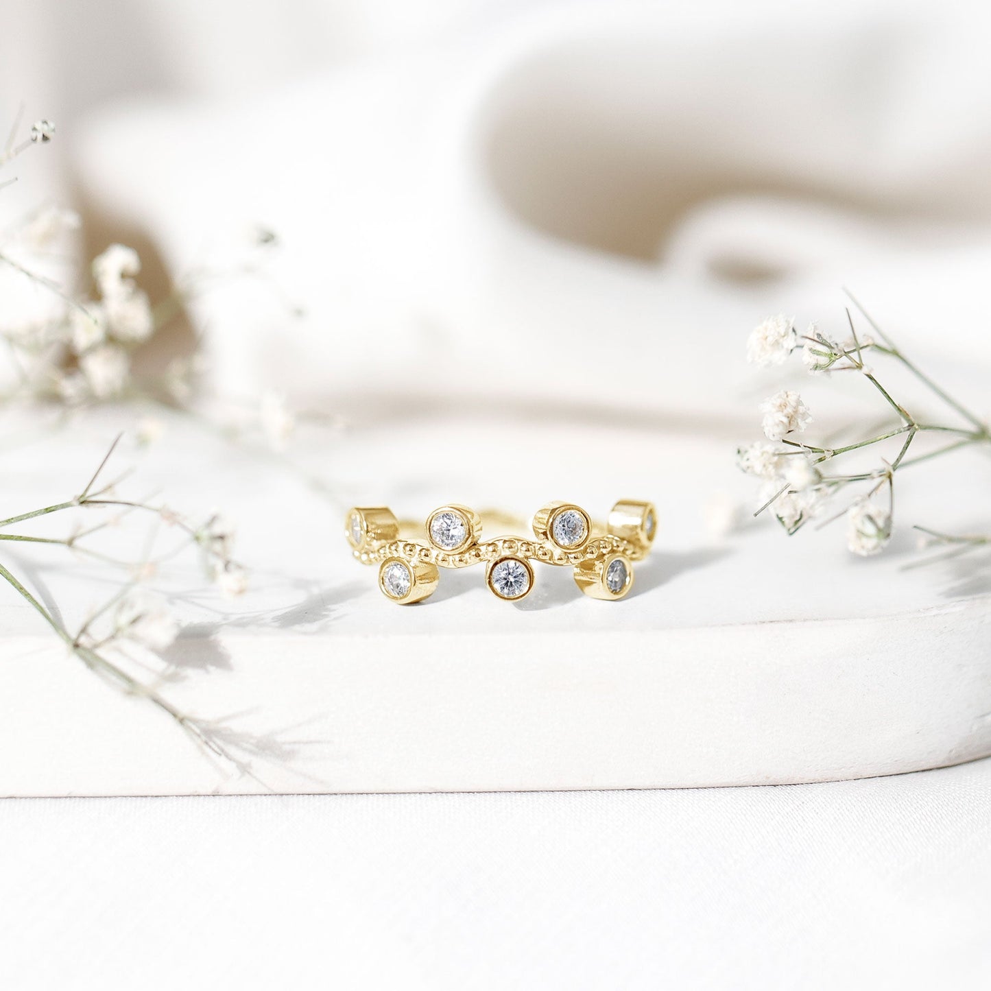 Bezel Set Lab Grown Diamond Curved Wedding Band