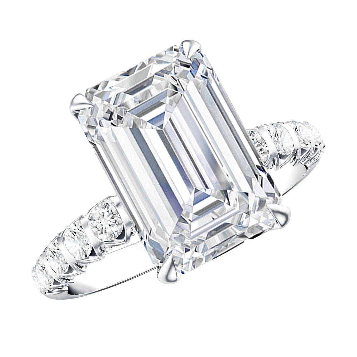 Huge 5 Carat Lab Grown Diamond Emerald Cut Engagement Ring IGI Certificate