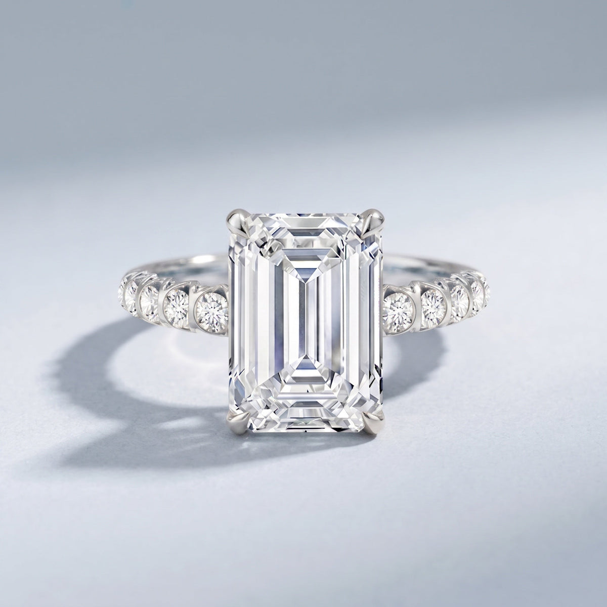 Huge 5 Carat Lab Grown Diamond Emerald Cut Engagement Ring IGI Certificate