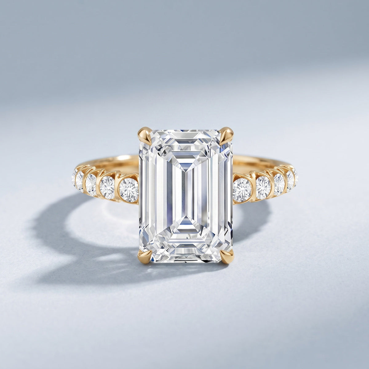 Huge 5 Carat Lab Grown Diamond Emerald Cut Engagement Ring IGI Certificate