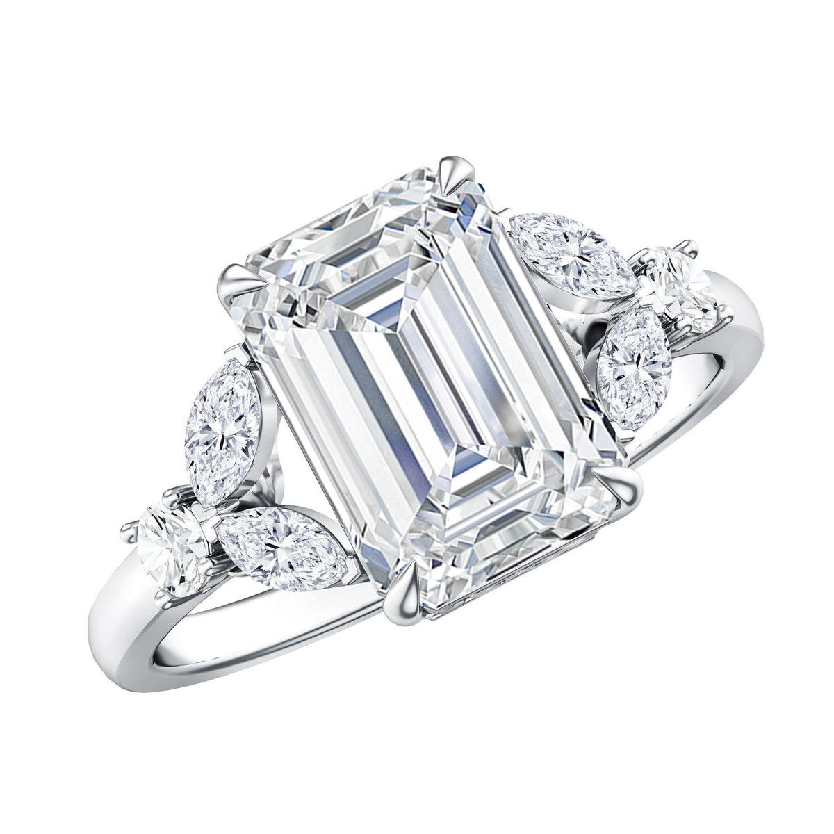 IGI Certified Lab Grown Diamond Emerald Cut Engagement Ring 3 Carat