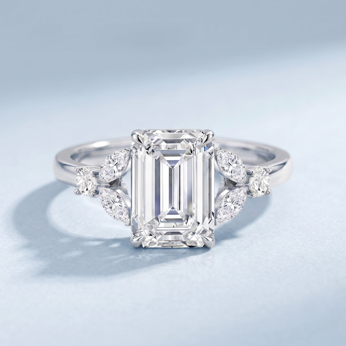 IGI Certified Lab Grown Diamond Emerald Cut Engagement Ring 3 Carat
