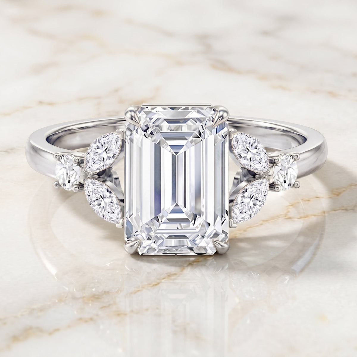 IGI Certified Lab Grown Diamond Emerald Cut Engagement Ring 3 Carat
