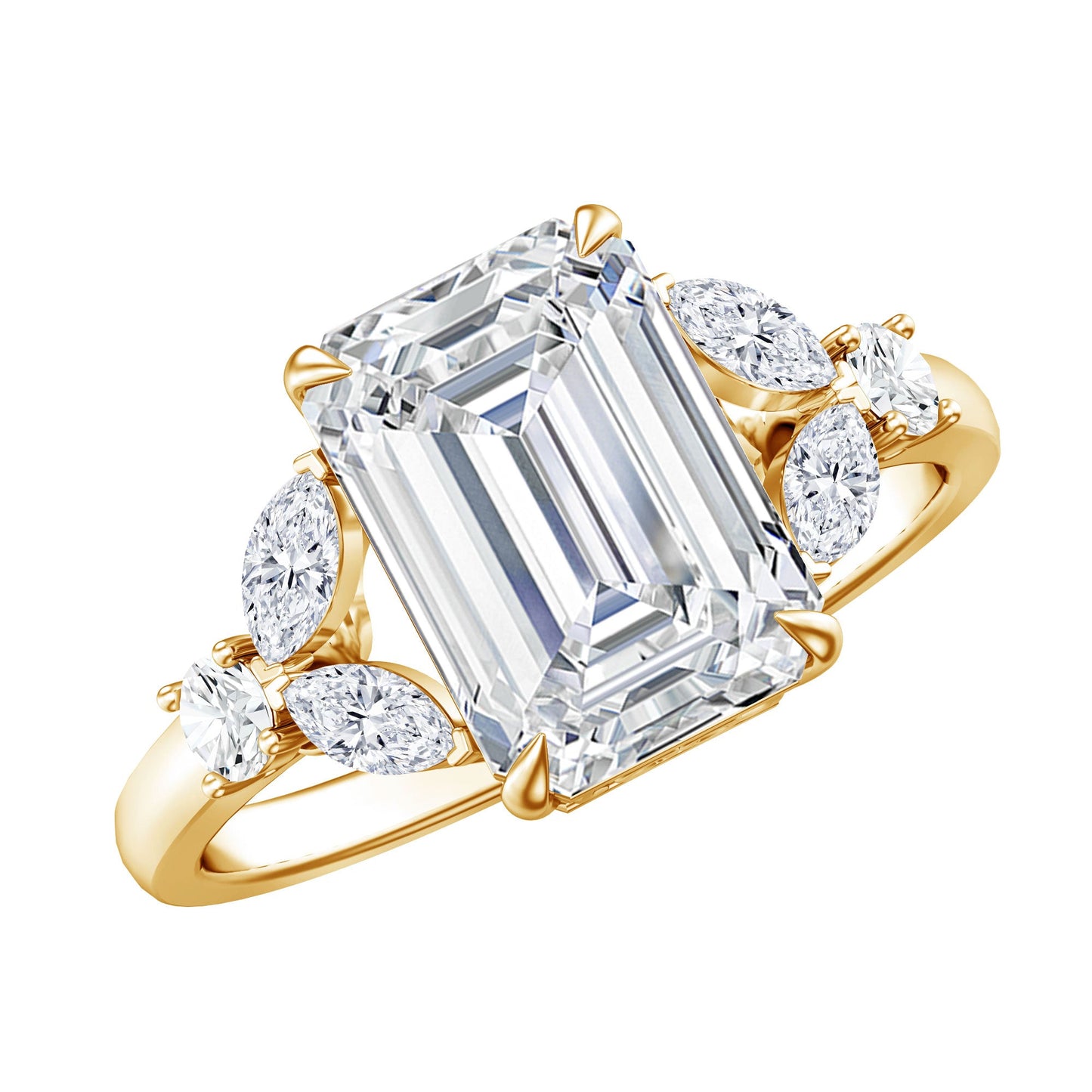 IGI Certified Lab Grown Diamond Emerald Cut Engagement Ring 3 Carat