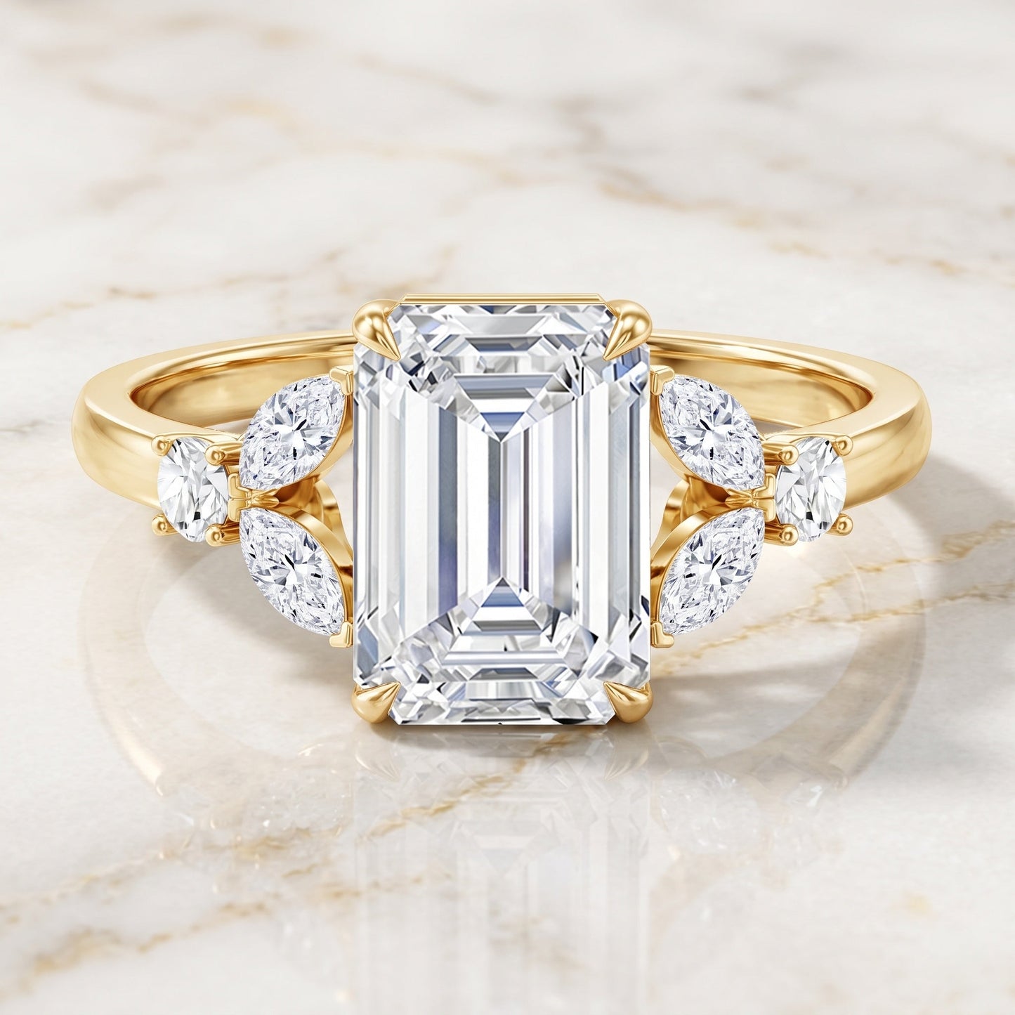 IGI Certified Lab Grown Diamond Emerald Cut Engagement Ring 3 Carat