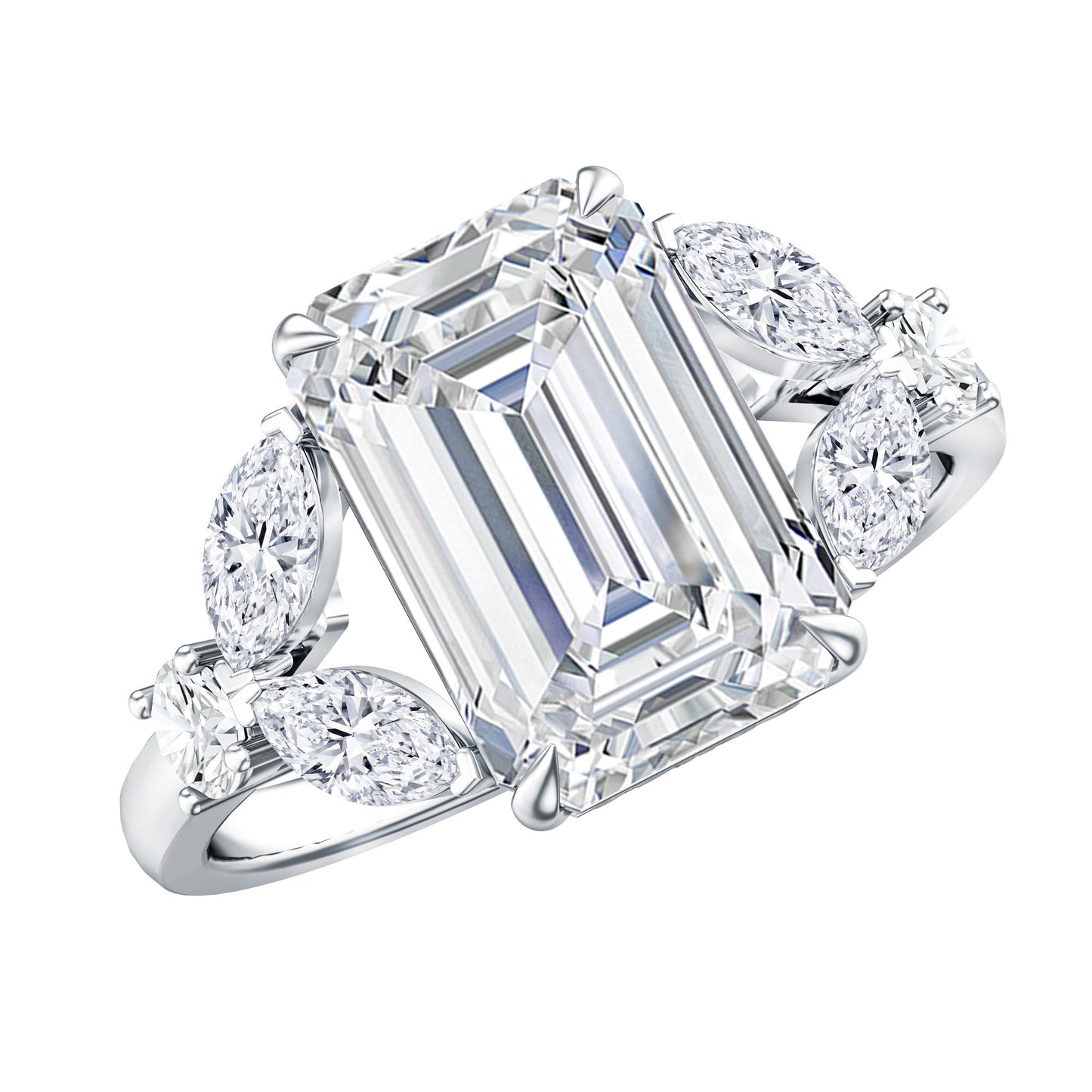 IGI Certified Emerald Cut Lab Grown Diamond Statement Engagement Ring 5 Carat