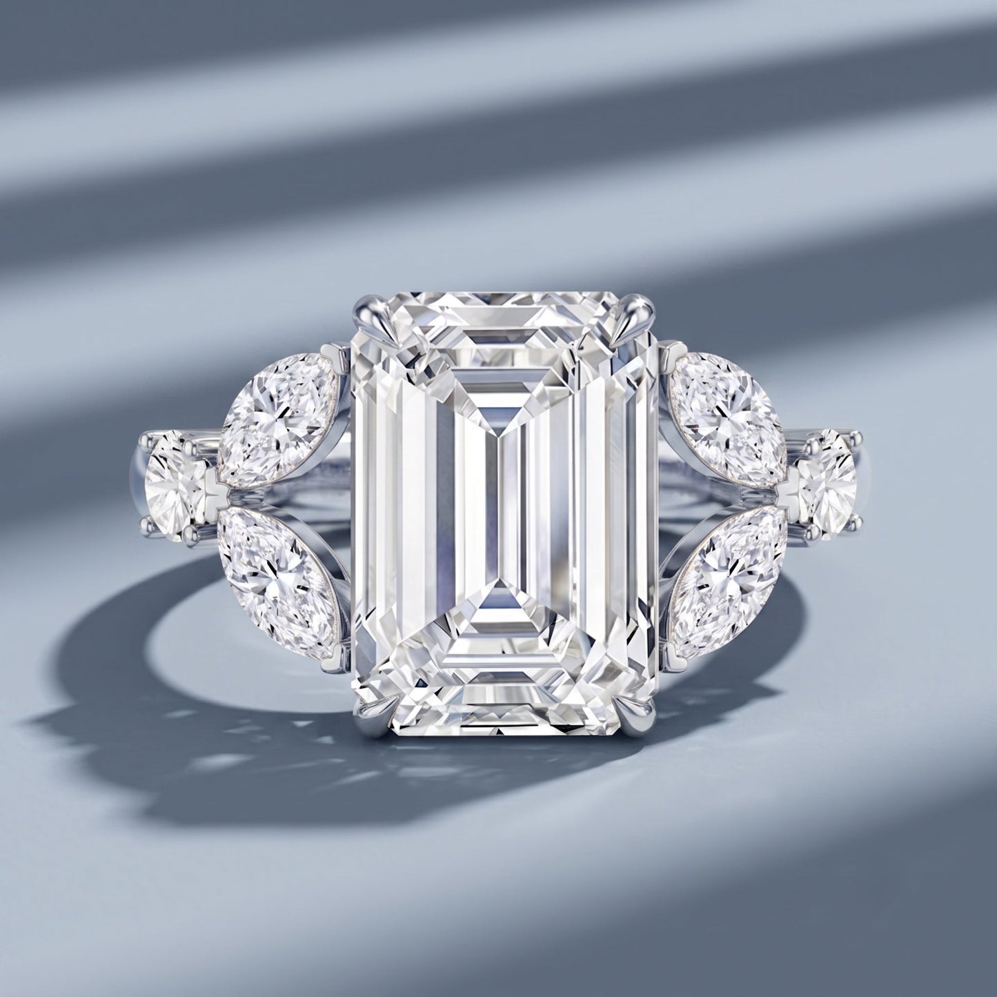 IGI Certified Emerald Cut Lab Grown Diamond Statement Engagement Ring 5 Carat