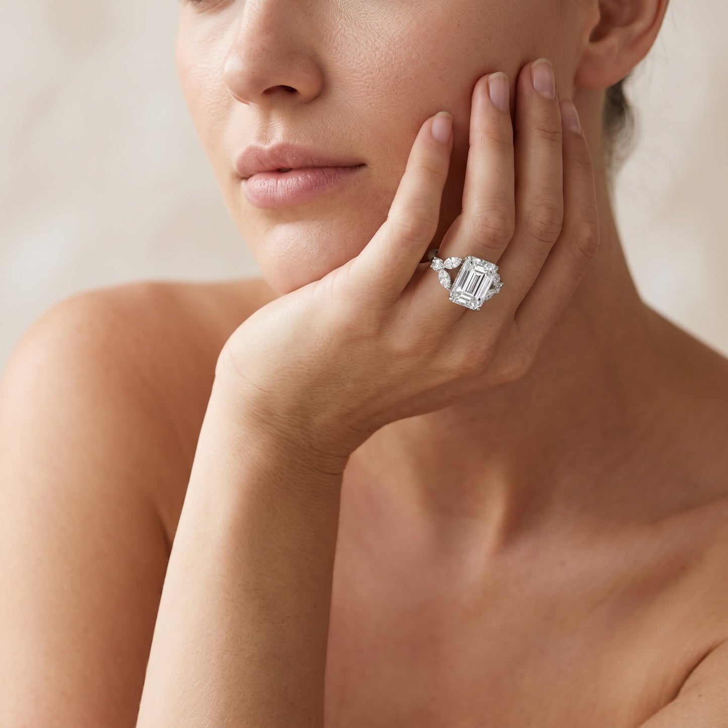 IGI Certified Emerald Cut Lab Grown Diamond Statement Engagement Ring 5 Carat