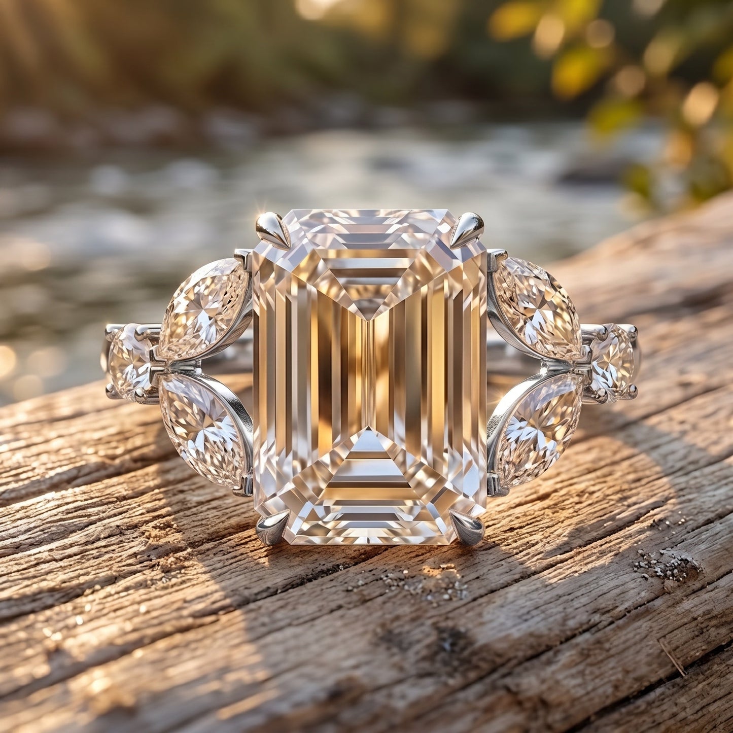 IGI Certified Emerald Cut Lab Grown Diamond Statement Engagement Ring 5 Carat