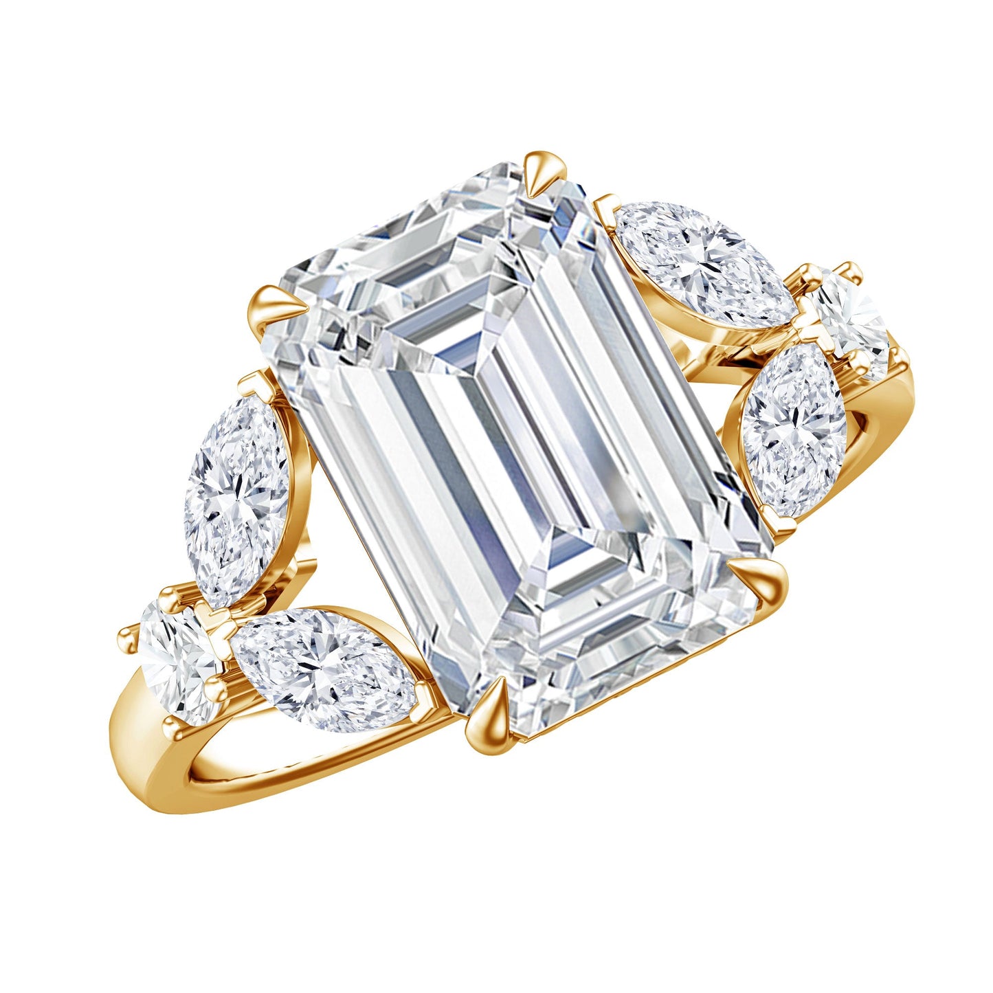 IGI Certified Emerald Cut Lab Grown Diamond Statement Engagement Ring 5 Carat