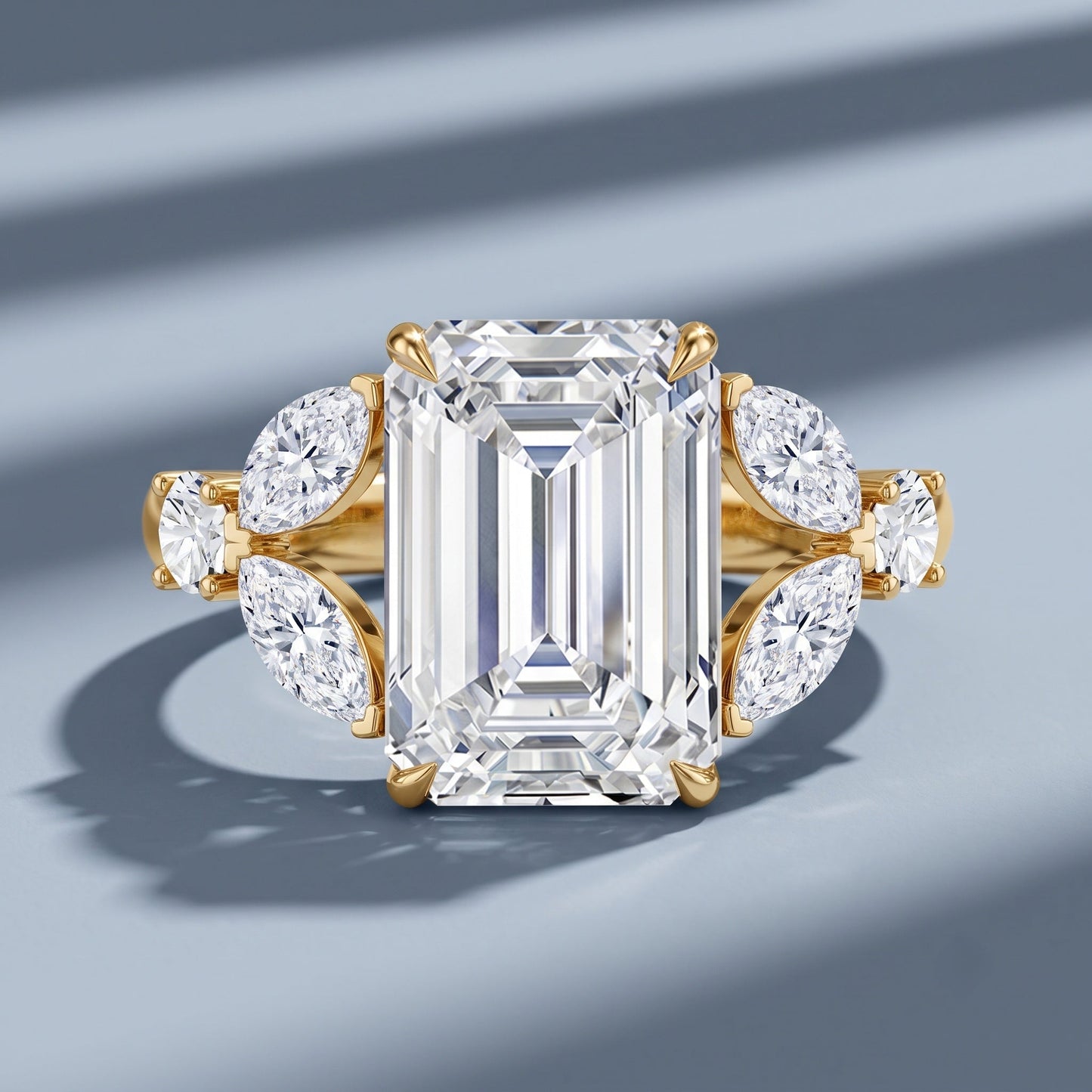 IGI Certified Emerald Cut Lab Grown Diamond Statement Engagement Ring 5 Carat